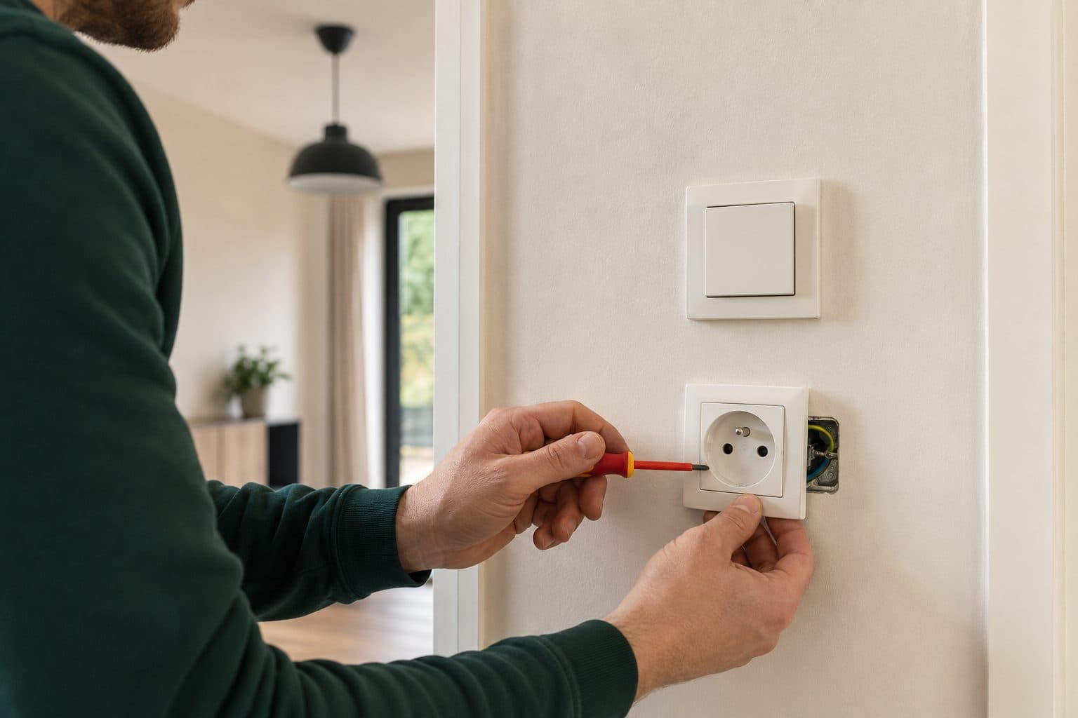 Stopcontact, schakelaar en plafondlamp — de kleine elektriciteitswerken die Den Klusser uitvoert