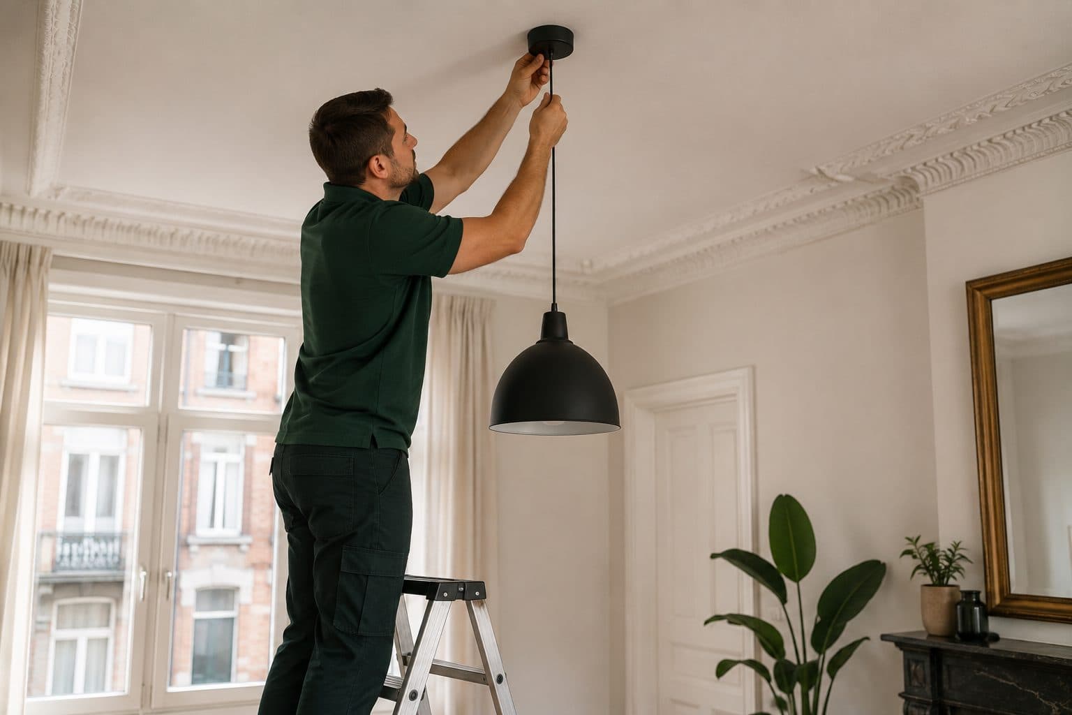 Hanglamp aansluiten in een oudere woning in Berchem