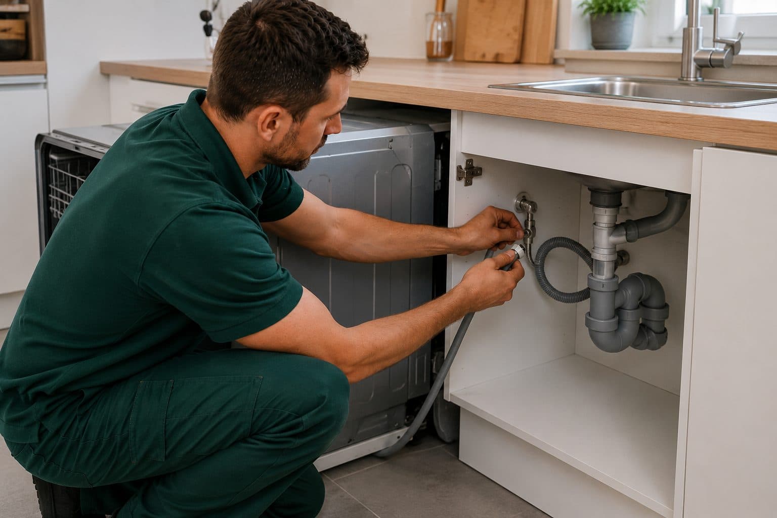 Vaatwasser aansluiten in een keuken in Kontich