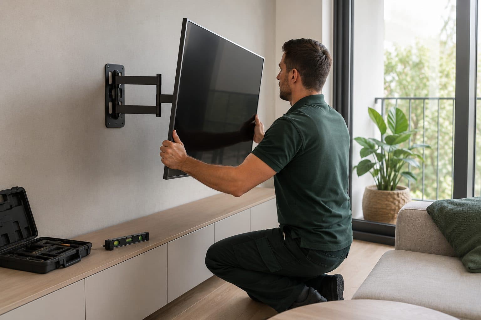 Televisie ophangen in een appartement in Wilrijk